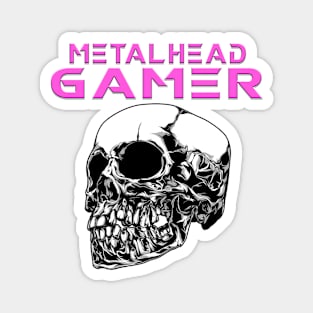 Metalhead Gamer Quarter Skull Pink Magnet