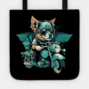 Cool dog ride motorbike Tote