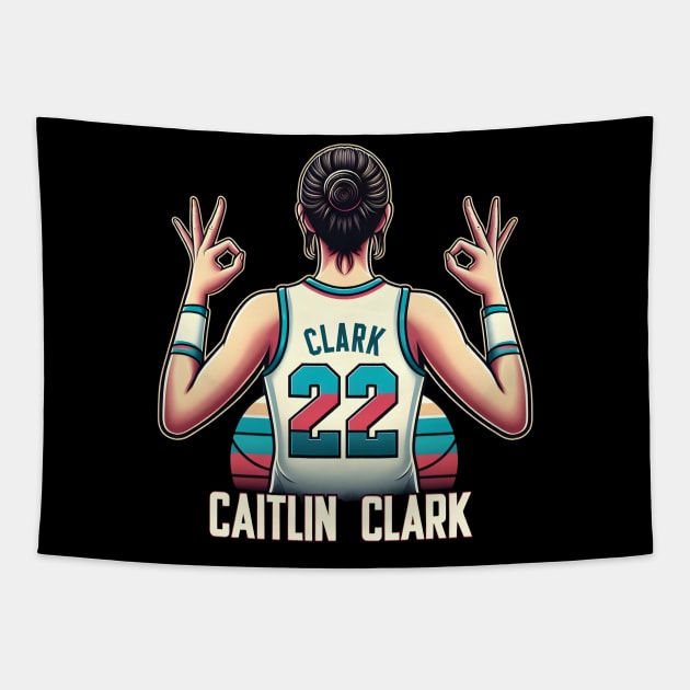 Caitlin Clark Retro Tapestry by Rizstor