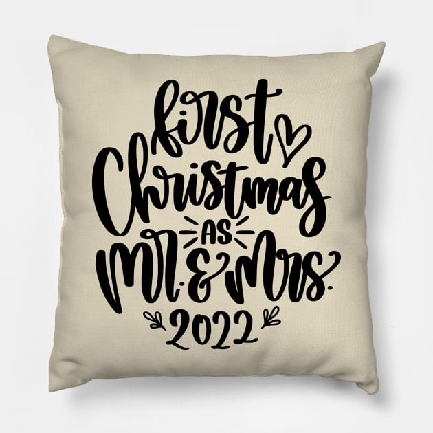 First Christmas as Mr. and Mrs. 2022 Pillow by Likeable Design