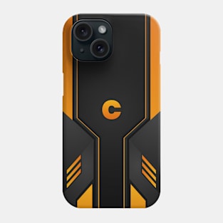 C Letter Personalized Gamer's Orange & Black Gradient Tech Sporty Design, Gaming Case for 13 Pro Max Phone Case