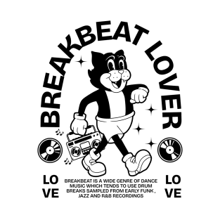 BREAKBEAT  - Lover Cat mascot (black) T-Shirt