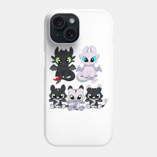 Cute dragon family, baby night fury set, toothless light fury, night lights dragon babies Phone Case