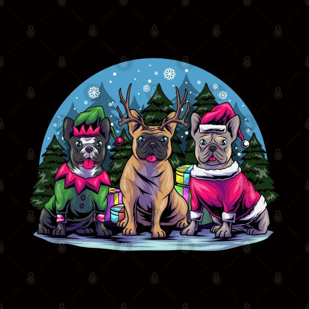 Christmas French Bulldogs by AngelFlame