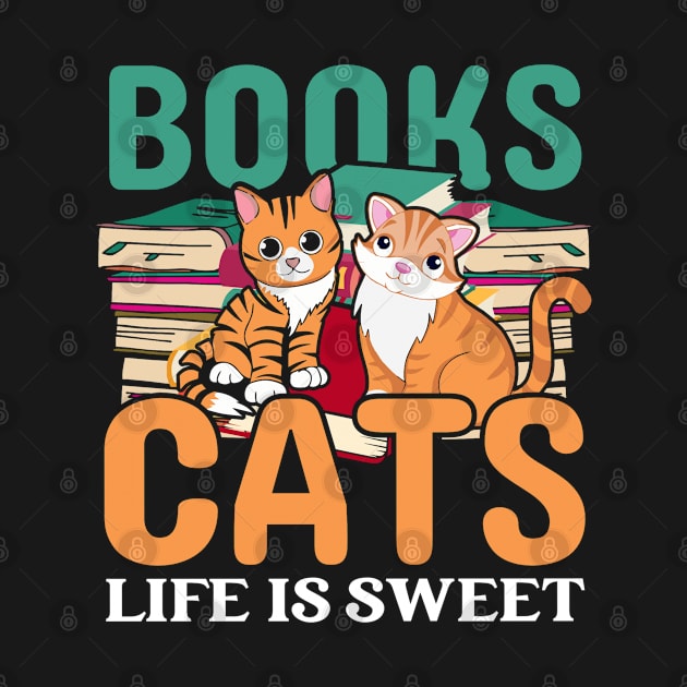 Books, Cats Life is Sweet by NoorAlbayati93