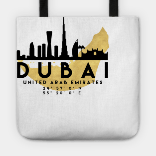 Dubai United Arab Emirates Skyline Map Art Tote