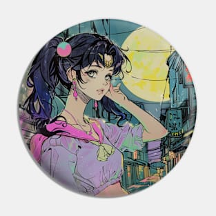 Retro Anime Vintage Art City Pin