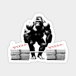 Gorilla Lifting Boxes of Pizza Funny Magnet