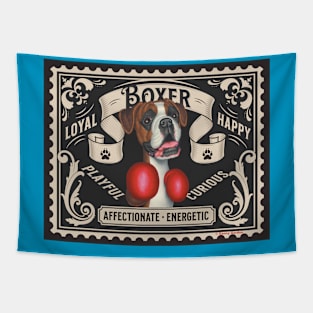 Funny Cute Boxer Dog Stamp Design Tapestry