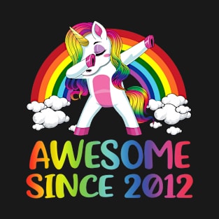 8 Birthday Unicorn Dabbing Awesome Since 2012 T-Shirt