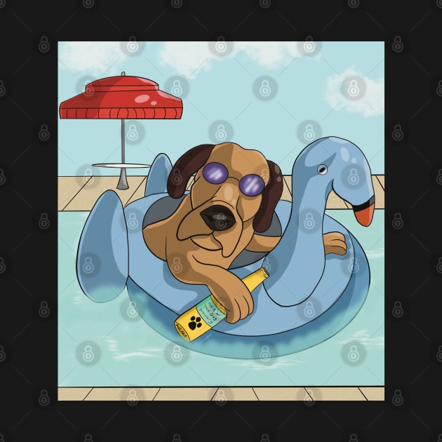 Poolside Partying Puppy by Dr Paul Art