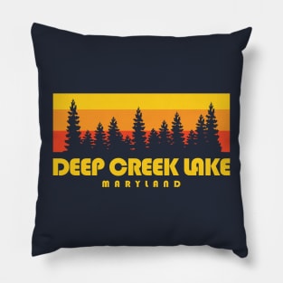 Deep Creek Lake Maryland Retro Vintage Trees Pillow