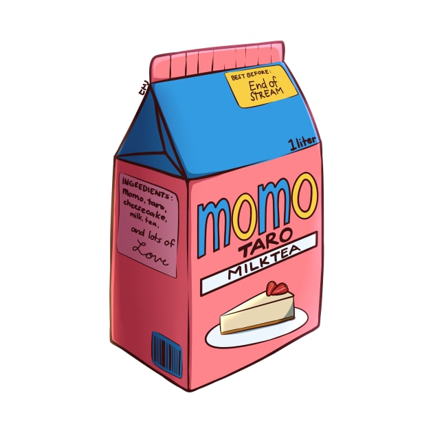 Momotaro Milktea in 1 Liter milk carton! by hitoridraws