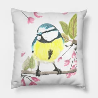 Blue tit of spring Pillow