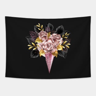 Roses in Rose Gold Waffle Horn Tapestry