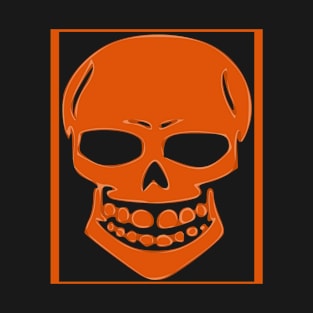 Sinister Smiling Skull Framed Orange T-Shirt