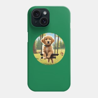 Cute Golden Retriever Puppy on a Swing Phone Case
