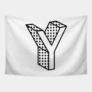 3D Ben Day Dot Isometric Letter Y Tapestry