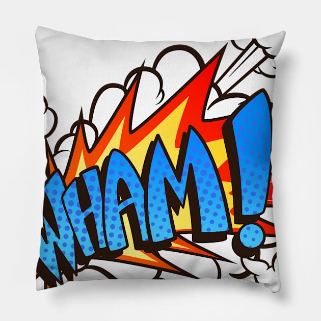 Wham! - Comic Book Funny Sound Effects Pillow by PosterpartyCo