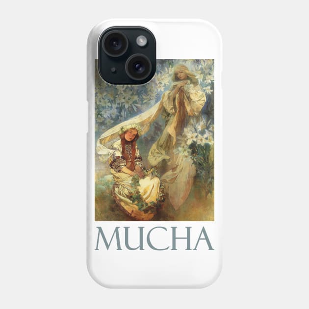 Madonna of the Lilies (1905) by Alphonse Mucha Phone Case by Naves