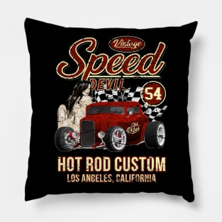 Vintage Speed Devil Hot Rod Pillow