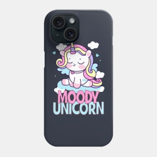 Moody unicorn - Cute little unicorn resting that you and your kids would love! - Available in stickers, clothing, etc Phone Case