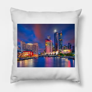 Melbourne Southbank twilight Pillow