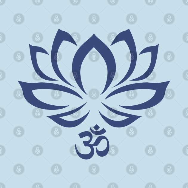 Lotus Flower Om Symbol Blue by Wareham Spirals