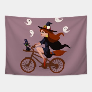 Cycling Witch , Cyclist Witch, Biker Witch, Rider Witch, Funny Halloween Pun For Cyclist and Cycling Lovers Tapestry