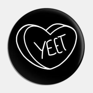 Yeet Black and White Heart Pin