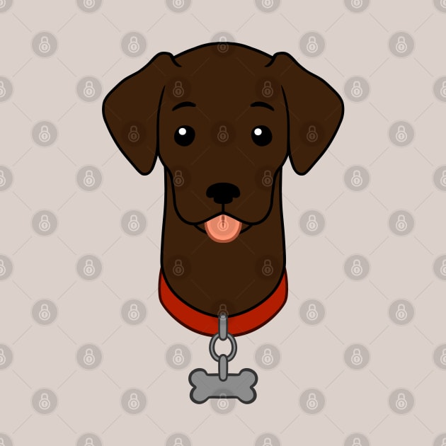 Cartoon Illustrated Chocolate Labrador Retriever With Dog Bone Collar by RosemaryRabbit