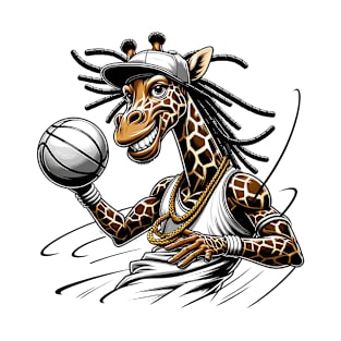 Basketball Giraffe Player | Whimsical Hoops & Wildlife Art T-Shirt