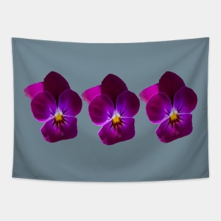 Three Purple Violet Flowers Floral Photo Tapestry