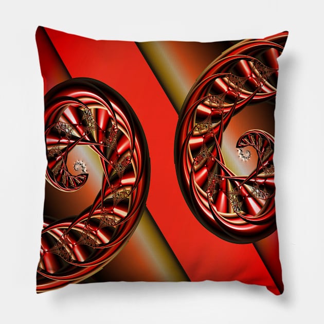 red and gold spiral Pillow by mister-john