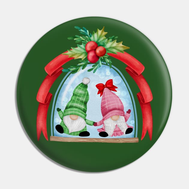 Happy Christmas Gnomes In A Snowglobe Pin by Archie & Ainslie