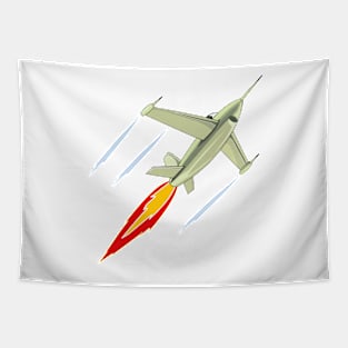 Vintage Fighter Jet Taking Off Retro Tapestry