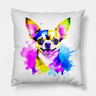 Colorful Chihuahua Splatter Art - Petite Canine Delight Pillow