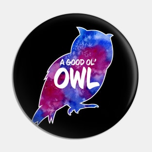 Owl Critter - Watercolor Background Pin