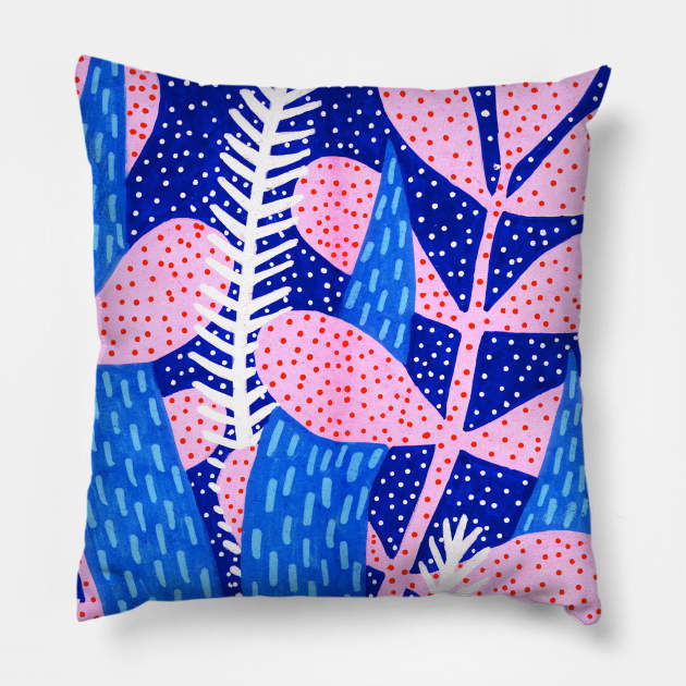 Blue pink oshu Pillow by oshupatterns