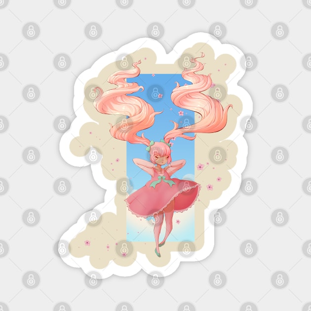 Cherry Blossom Girl Magnet by OneSmolArtist