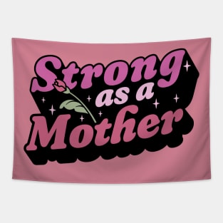 Strong as a Mother - Retro Weightlifting Mom - Mother's Day Tapestry