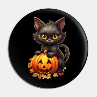 Cat on the pumpkin Pin