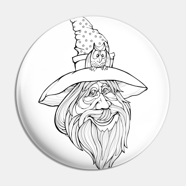 Old wizard from fairyland Pin by Artist Natalja Cernecka