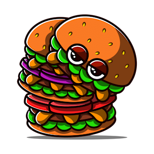 Cute and Unique Double Burger Illustration. T-Shirt