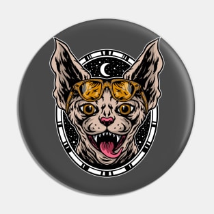 Sphynx Cat Wearing Sunglasses Pin