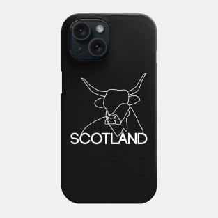 Scottish Highland Cow Continuous Line Drawing (White) Phone Case