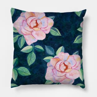 Simple Pink Rose Oil Painting Pattern Pillow