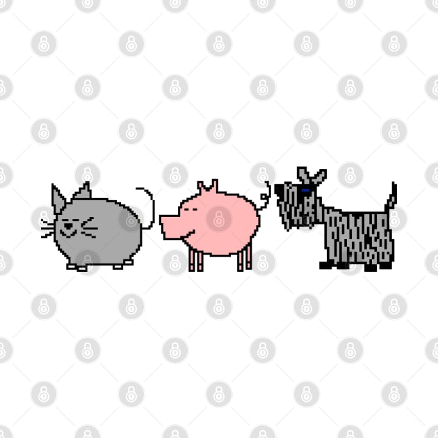 Pixelart Cute Animals Cat Pig Dog by ellenhenryart