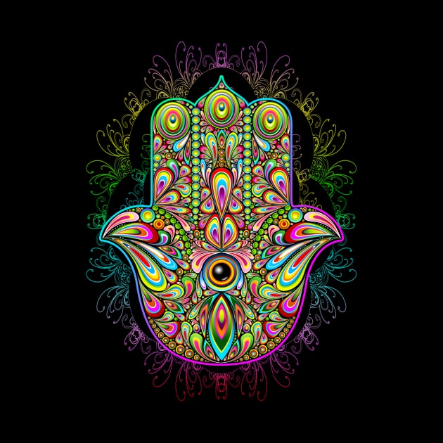 Hamsa Hand Amulet Psychedelic by BluedarkArt