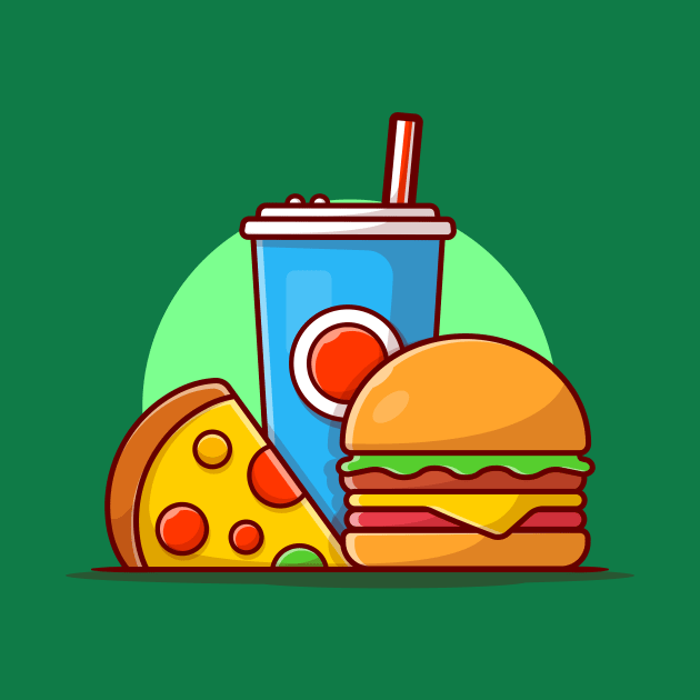 Burger, Pizza And Soda Cartoon Vector Icon Illustration (2) by Catalyst Labs